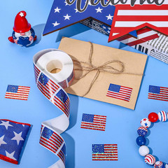 Whaline Patriotic Glitter Sticker Roll – 500PCS American Flag Waterproof Self-Ad