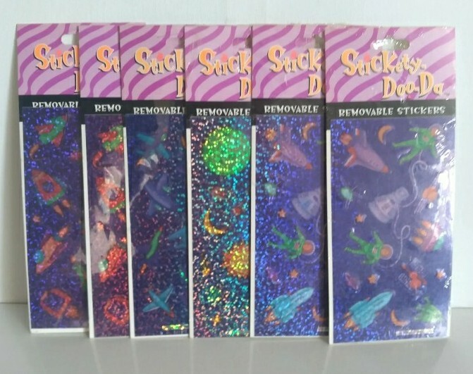 Stickety Doo Da SPACE Stickers Astronaut Rocket Plane Planet LOT-6 NOS Vtg 1997