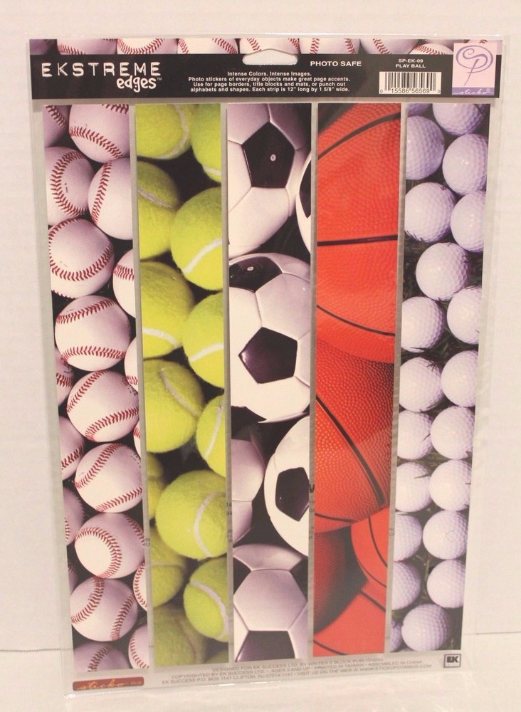 EK Success Sticko Ekstreme Edges Play Ball Sports Photo Scrapbooking Borders