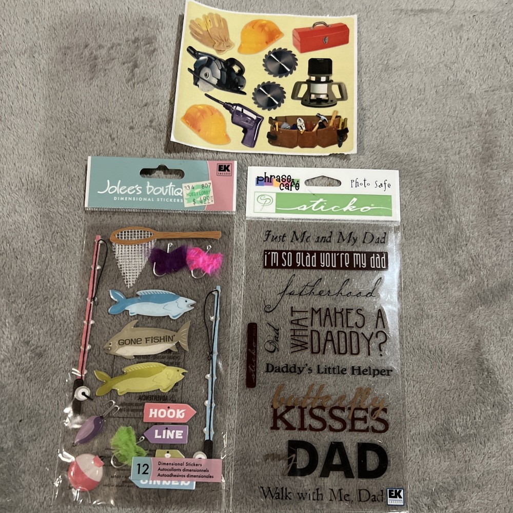 Fathers Day Fishing Tool Stickers Jolee’s Boutique EK Success Phrase