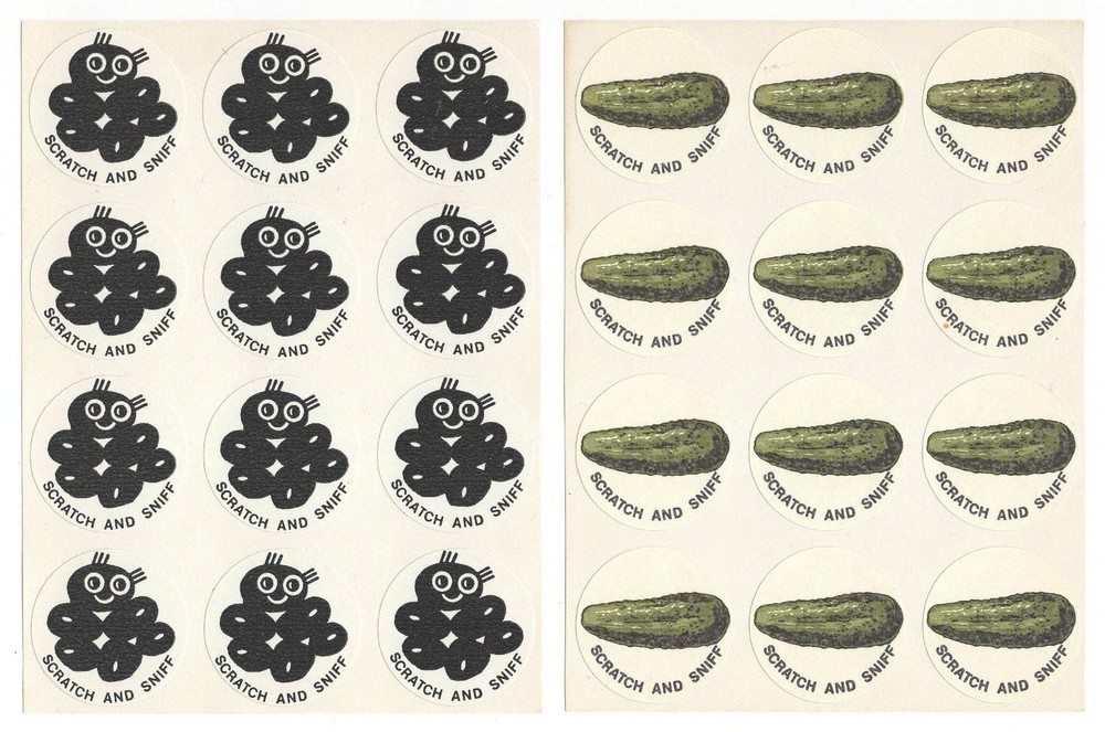 Vintage CTP 1977 Scratch & Sniff Stickers LICORICE & PICKLE ’77 Sheets