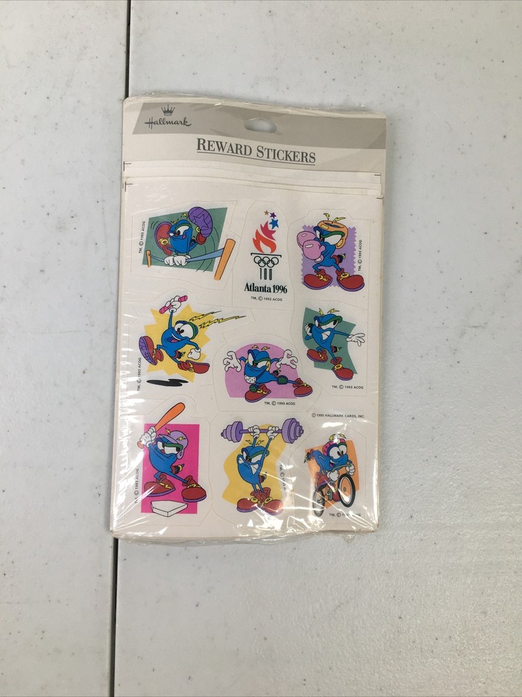 Vintage 90s Stickers Hallmark ATLANTA 1996 OLYMPIC GAMES Izzy NEW See Desc