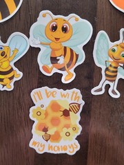 STICKERS x 10 Honey Bee Positive Apiculture Beehive Cartoon Sticker BEH2