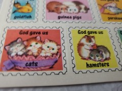 Vtg Stickers God Gave Us Animals Kittens Puppies Duck Sticker Pack 6 Sheets 1998