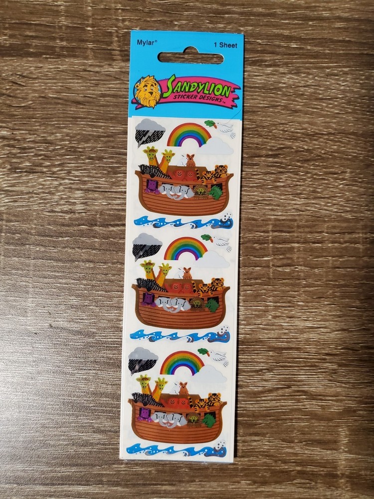 Vintage Sandylion Stickers Foil Mylar Noah’s Ark Original Package