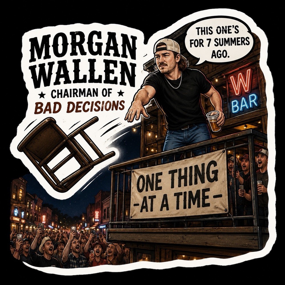Funny Morgan Wallen Sticker/Country/Country Music/One Thing At A Time/Style 3