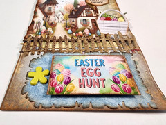 Easter Egg Hunt Village Basket Tag OOAK #33 3D Dimensional Handmade 3.75″ x 6.5″