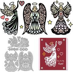 Hollow Angel Silhouette Metal Die Cuts for Greeting Card Making | Carbon Steel C