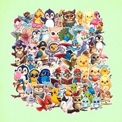 60 Cute Bird Digital Stickers Bundle | Printable Kawaii Animal Digital Download