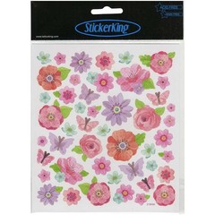 Multicolored Stickers Pink Peonies
