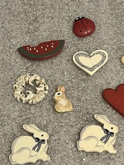 Vintage Wooden Scrapbook Embellishments- Bunnies, Hearts. Watermelon and More