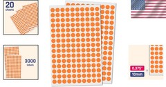 Dot Stickers Orange 3000 Round 3/8