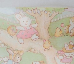 Vintage Gibson Easter Sticker Sheet Anthropomorphic Bunnies Chicks Pastel 80s