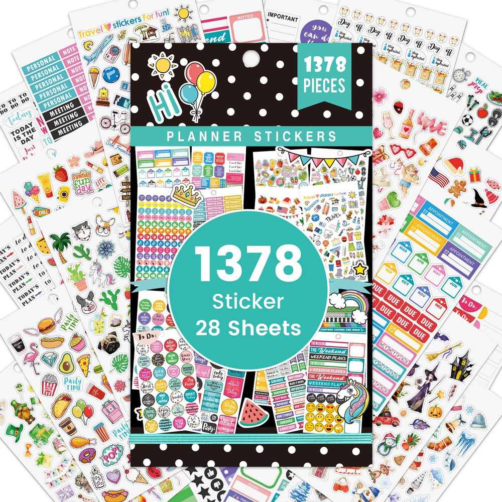 Planner Stickers – 28 Sheets, Journal Stickers for Monthly, Weekly and Daily, 13