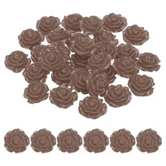 20mm Rose Flower Resin Cabochon, 30 Pcs Mini Rose Flower Resin, Dark Brown