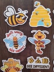 STICKERS x 10 Honey Bee Positive Apiculture Beehive Cartoon Sticker BEH3