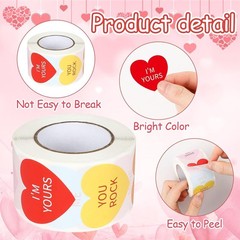 Valentine’s Day Heart Stickers – 500 PCS Self-Adhesive Craft Labels in 8 Styles