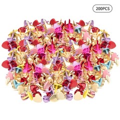 200 PCS Multi Color Small Heart Metal Brass Mini Brads Paper Fasteners Art