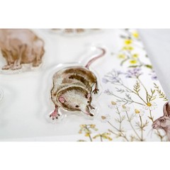 New Craft Consortium Clear Rubber Stamp WILDFLOWER MEADOW ANIMALS free USA ship