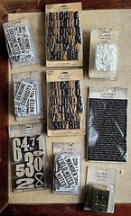 Tim Holtz idea-ology LETTERS, NUMBERS, WORDS, blocks, stencils, brads, bands +++