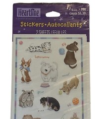 2 Sheets Hallmark Sealed NOS Vintage Dogs Stickers Pack Beagle Dalmatian Poodle