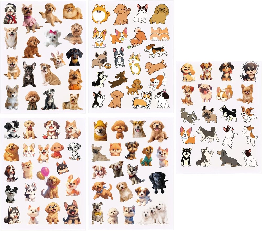 20 Sheets Transparent Dog Stickers for Scrapbooking, 396 PCS Pet