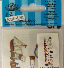 BABY BOY Colored Rub-Ons(3″x 9″) Royal & Langnickel•Toys•Diaper Pin•Teddy Bear•