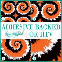 TIE-DYE Pattern ORANGE, BLACK & WHITE Adhesive or HTV Heat Transfer Vinyl