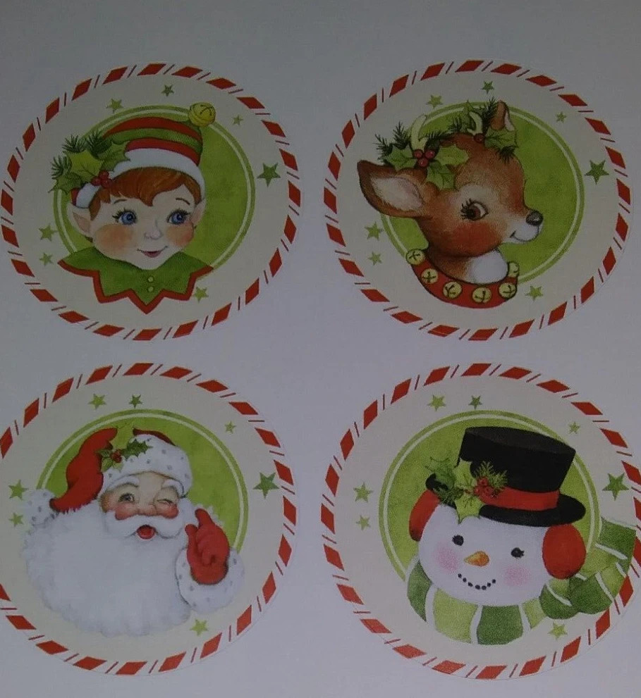 24 Susan Winget Christmas Sticker Sheet Vintage Angel Santa Snowman Horse Sleigh