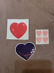 Vintage Heart Red Purple Silver Pink Stickers Lot Of 3