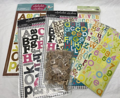 9 Sets Lot Vintage Alphabet Numbers Stickers 1″ & 1.5″ Scrabble Wood Letters