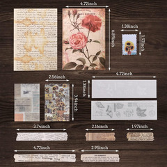 300PCS Vintage Scrapbooking Supplies Scrapbook Paper Journaling Kit Aesthetic De