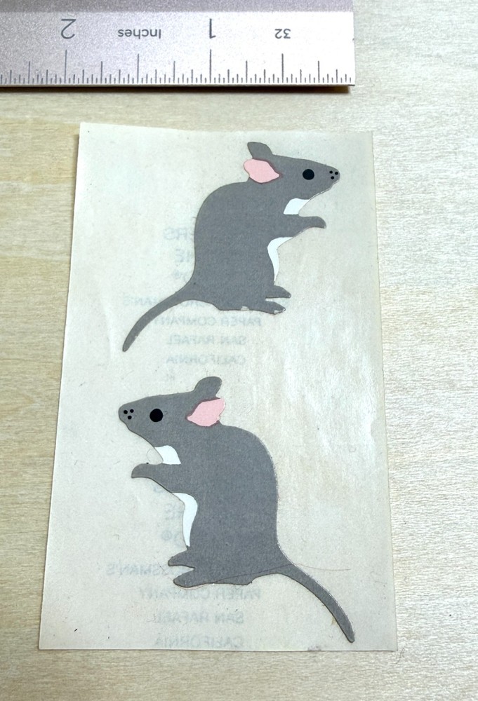 Two Vintage Early 80s Mrs Grossman’s Gray Mouse Stickers By the Yard 1983