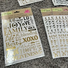 Crafter’s Square Rub-On Transfers Lot of 14 Gold Foil Alphabet Succulent Crafts