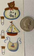 BABY BOY Colored Rub-Ons(3″x 9″) Royal & Langnickel•Toys•Diaper Pin•Teddy Bear•