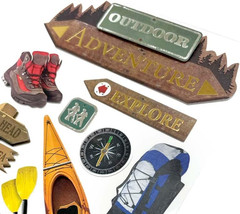 Die-Cut Dimensional & Foil Accent Travel Scrapbook Sticker Sheet – Outdoor Adven
