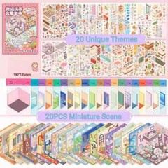Miniature 3D Scene Stickers Scrapbook, 32 Unique Themes 1.0+2.0 for Best Gift