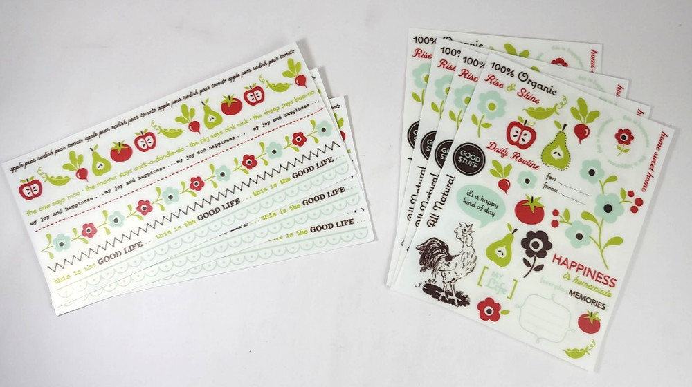 Set of 7 October Afternoon Farm Fresh Rub Ons 2 Styles Words Quotes Borders