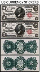 $2 Two Dollar 1891 Silver Certificate (US CURRENCY STICKERS) (Lot Of 2)