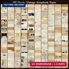 200 Sheets of Vintage Scrapbook Paper, Journaling Scrapbooking Supplies Craft De