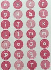 PINK ALPHABET CIRCLES(70pc)ScrapWorks Alphadotz•Letters•Upper/Lower Case•Numbers