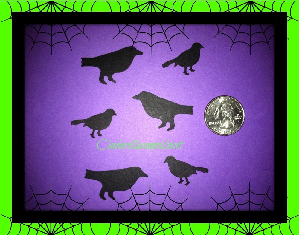 50 BLACK HALLOWEEN MARTHA STEWART & FISKARS BIRD CROW DIE CUTS PUNCHES CONFETTI