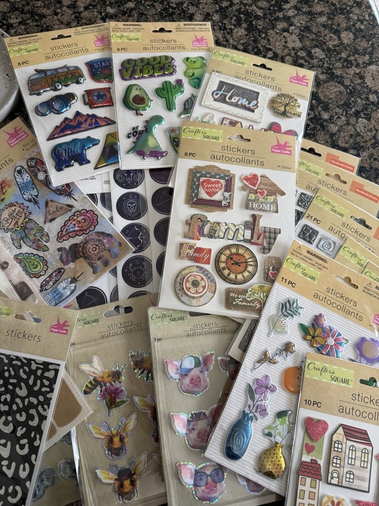 Lot of 25 crafters square stickers Assorted. Scrapbooking Over 350 Stickers