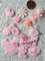 12 Baby girl pink babies girls Handmade Pieces shower favors Scrapbooks Cards