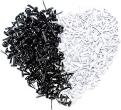 200Pcs 8X15Mm Black and White Metal Brads Paper Fastener Brads Scrapbooking Card