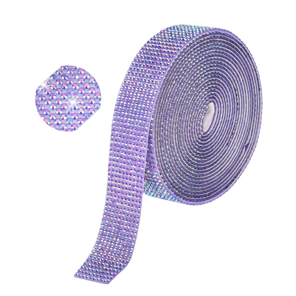 Self Adhesive Rhinestone Strips 3 Yards 0.8 Inch for Craft,Dark Purple AB