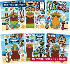 24 Sheets Summer Stickers, Make a Tiki Face Sticker, Tropical Hawaiian Stickers