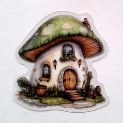 Mushroom Fairy Tale House Clear Vinyl Decal Sticker Water Resistant Laptop Gift
