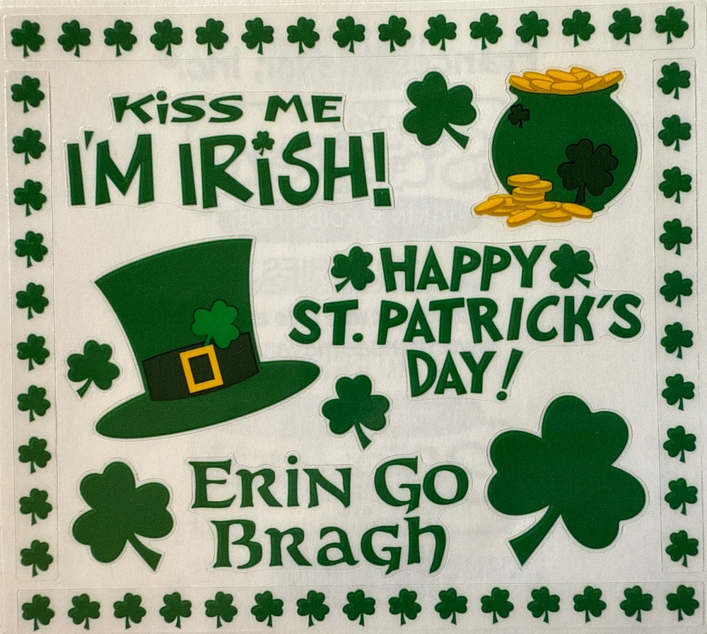 I’M IRISH Mylar Stickers(14pc) Frances Meyer…St.Patrick’s Day…Clover…Card Making