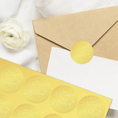 408Pcs Happy Birthday Gold Foil Embossed Stickers 2″ Self Adhesive Envelopes …